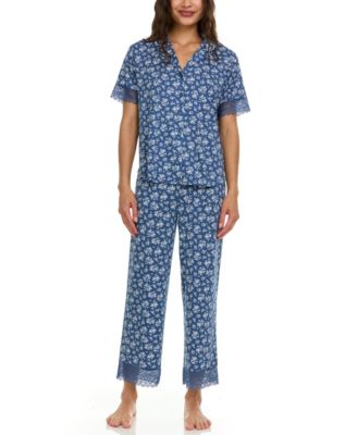 Women's Janelle Notch Top and Capri Pajama Set