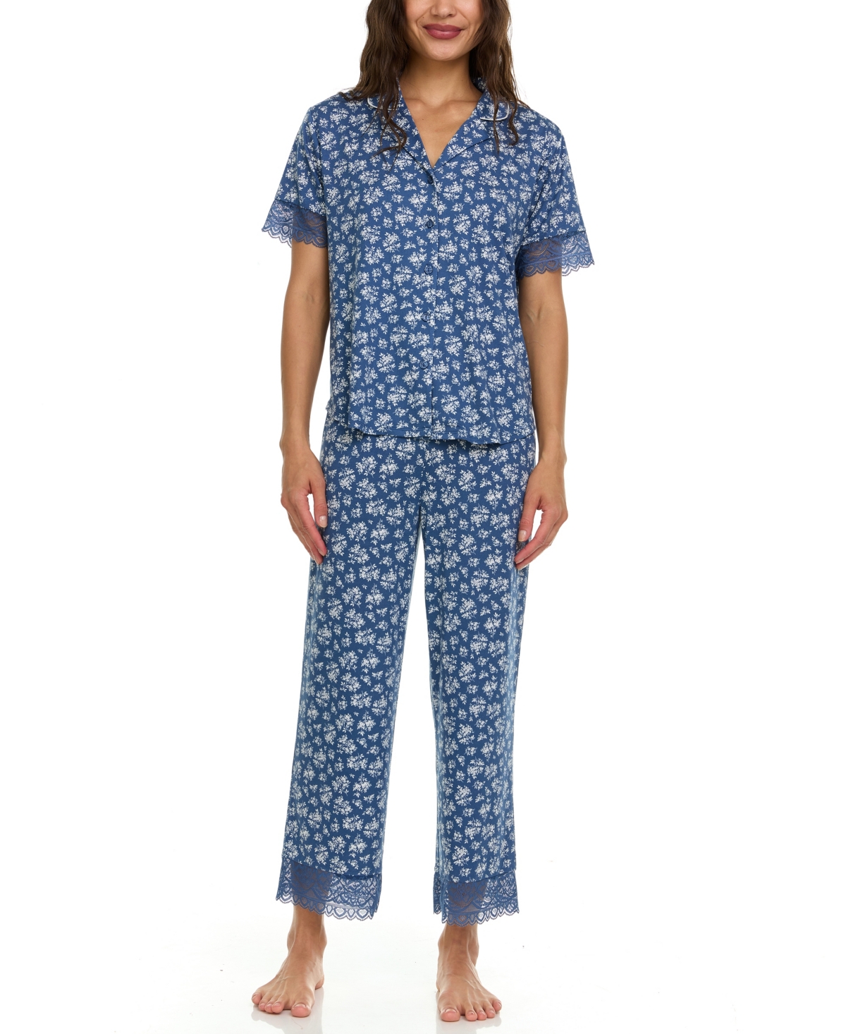 Flora by Flora Nikrooz Women's Janelle Notch Top and Capri Pajama Set