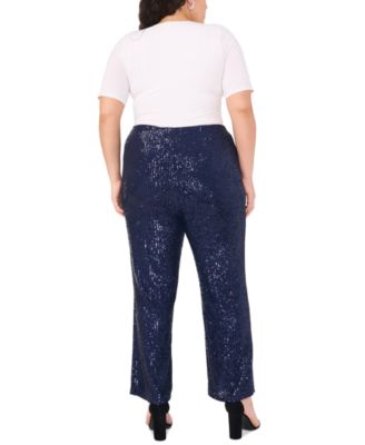 Брюки-палаццо из сетчатой ткани с блестками размера плюс от MSK
