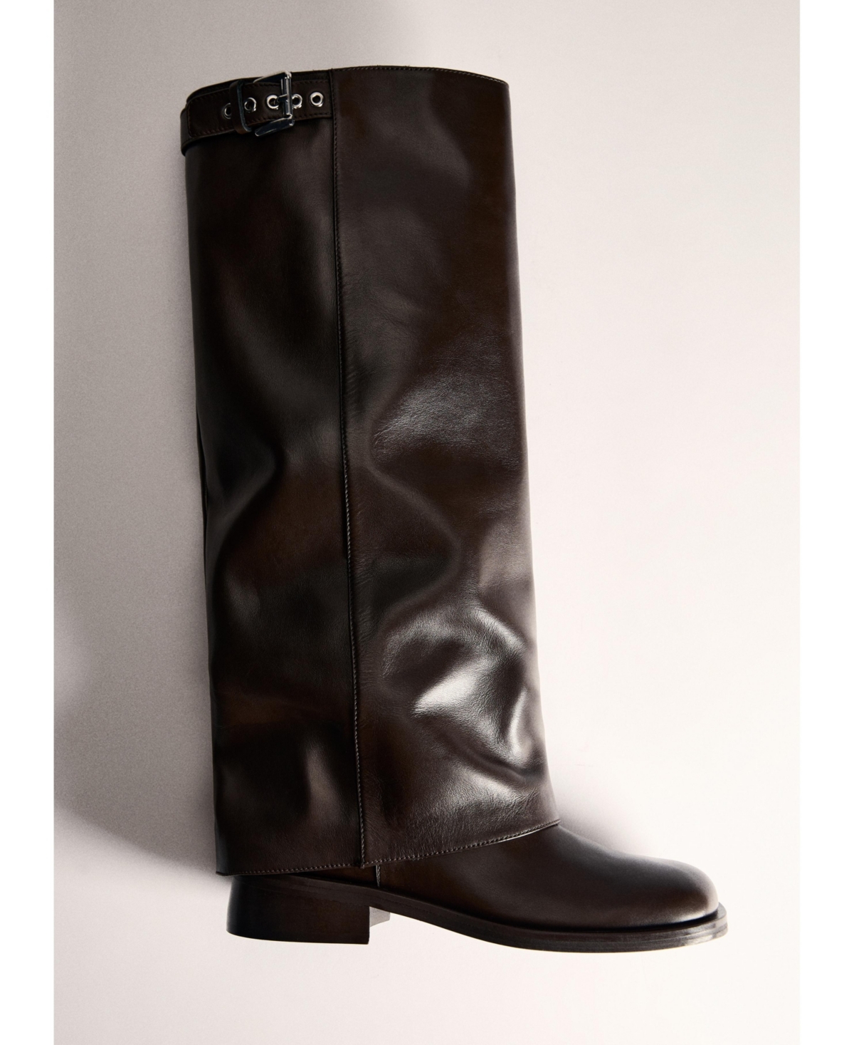 Mango Buckles Leather Boots Chocolate In Chocolate
