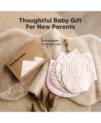 4pk Hallo Baby Burp Cloths, Cotton Burp Cloth for Girls, Boys, Soft & Absorbent Burping Cloths