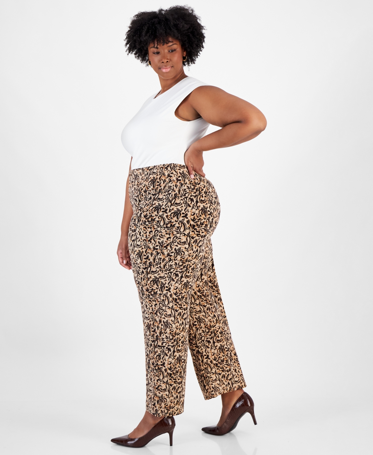 JM COLLECTION PLUS SIZE IMPRESSION KNIT PANTS, CREATED FOR MACY'S 