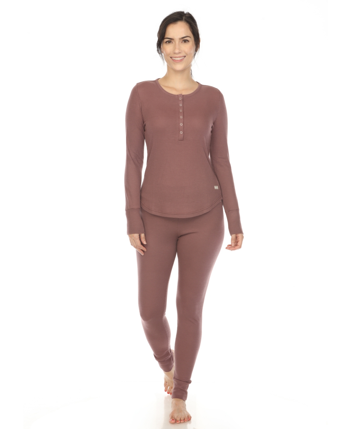 White Mark Women's Waffle Pajama Set