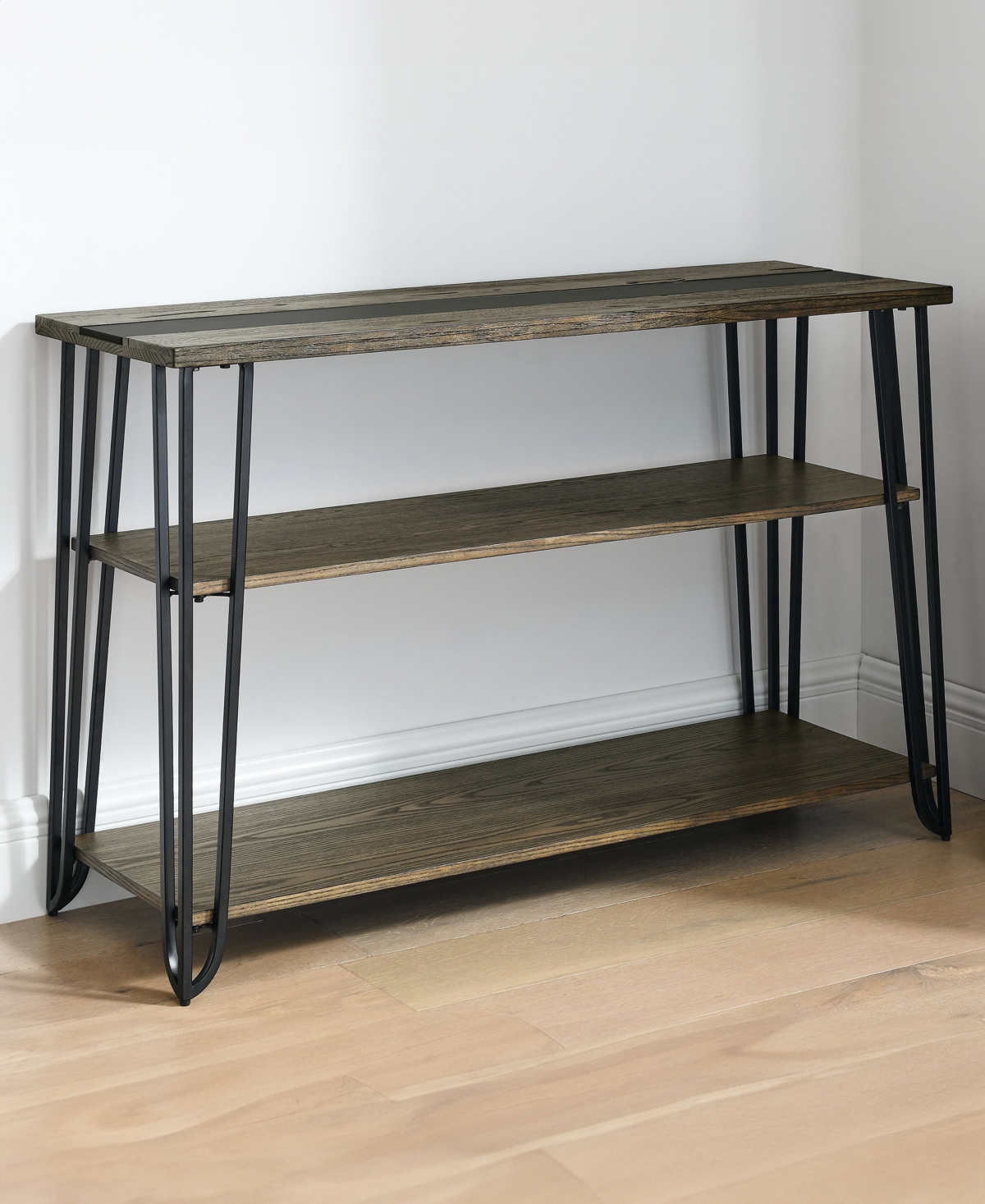 Macy's Harper 30" Wood Sofa Table In Dristessed Driftwood