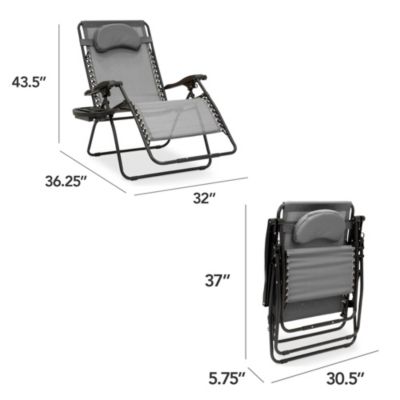 Oversized Zero Gravity Chair, Folding Outdoor Patio Lounge Recliner w/ Cup Holder