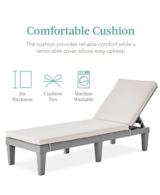 Outdoor Lounge Chair, Resin Patio Chaise Lounger with Seat Cushion