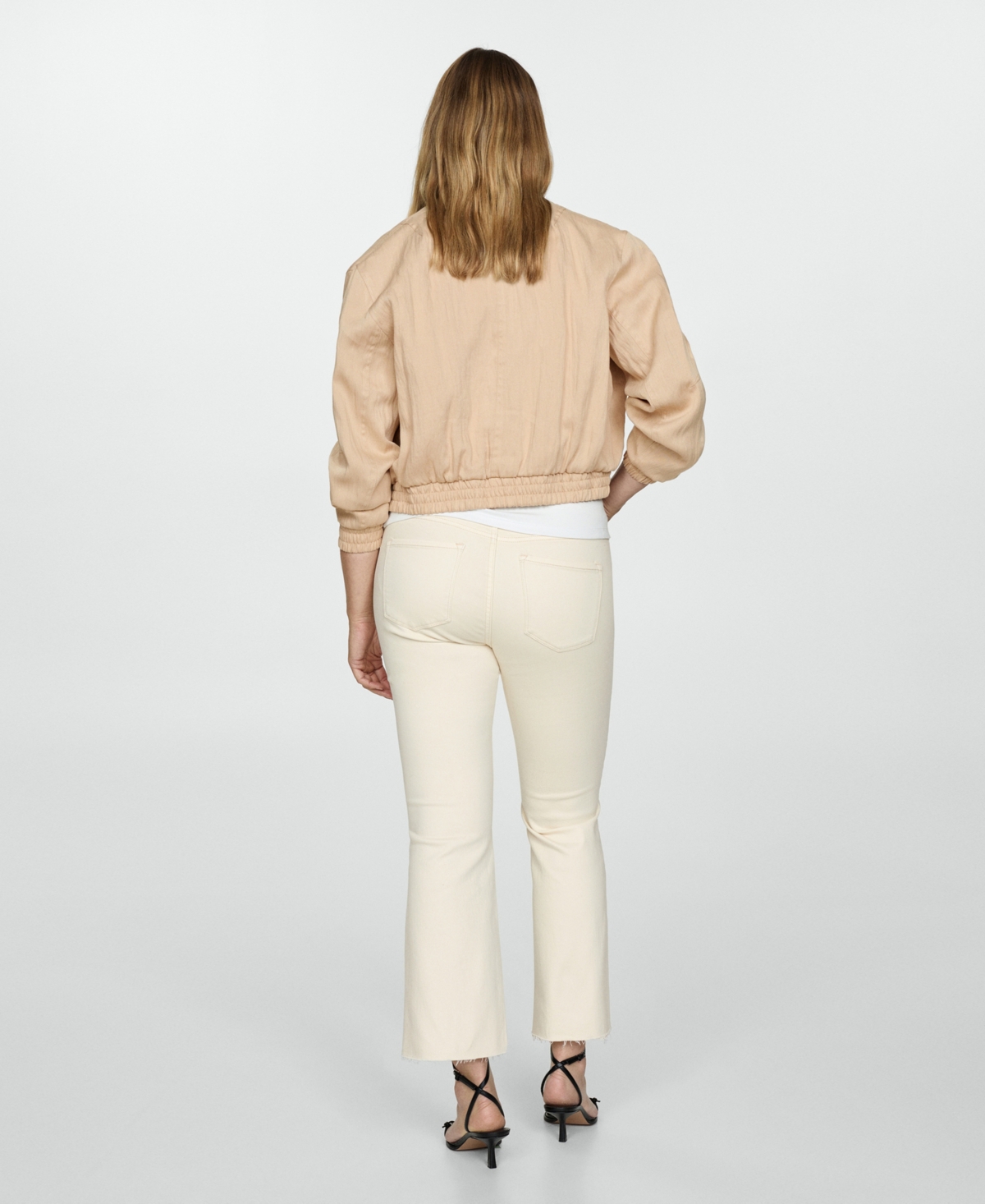 Mango Maternity Flared Cropped Jeans Off White In Off White