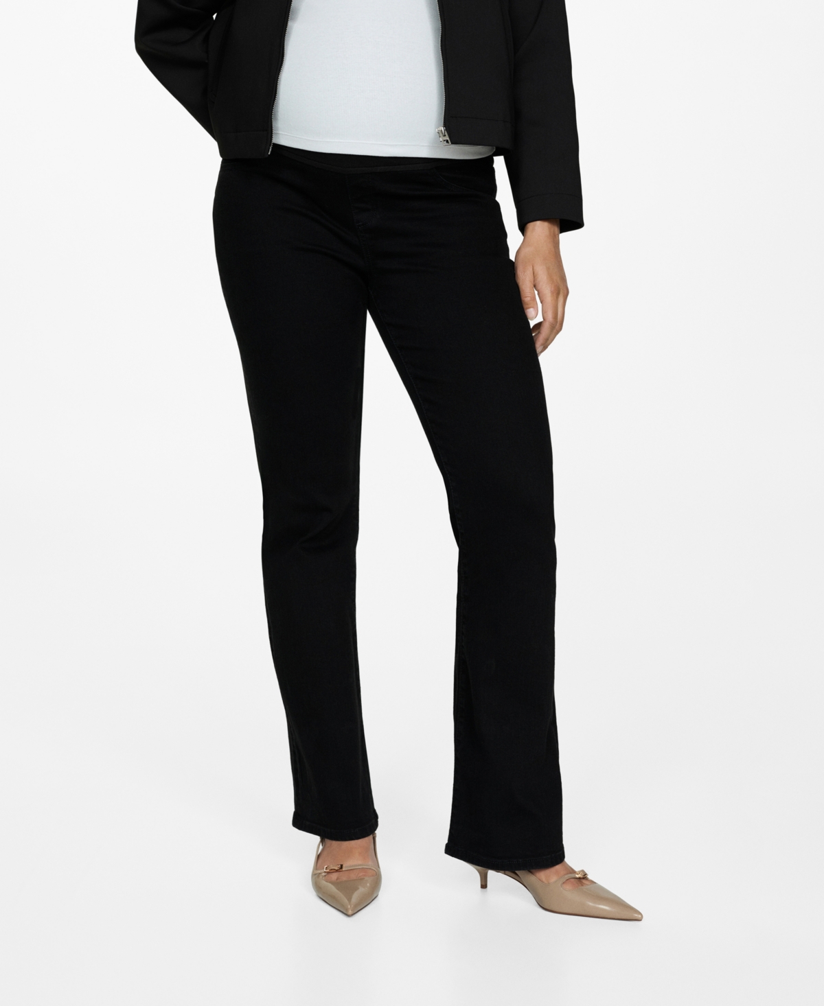 Shop Mango Women's Maternity Flared Jeans In Black Denim