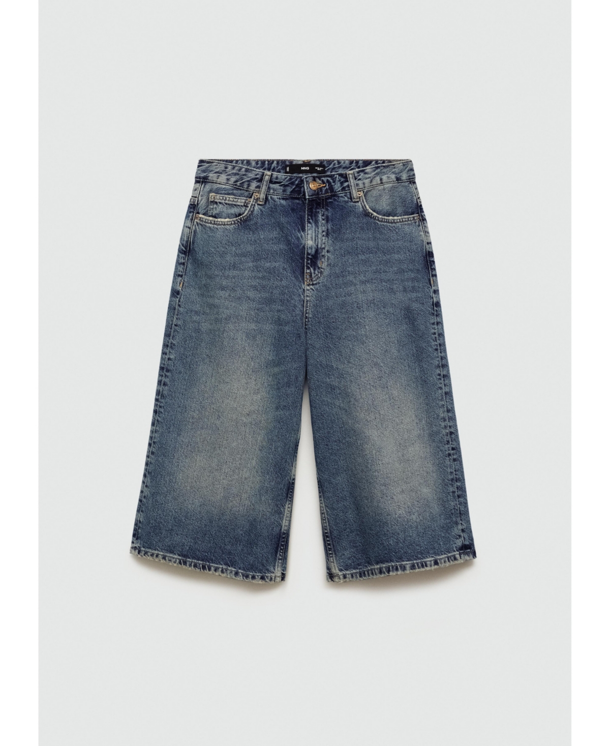 Mango Hazel Denim Bermuda Shorts In Medium Blue