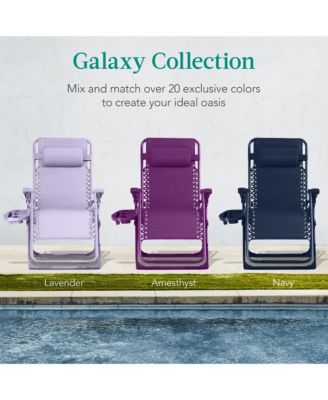 Monochromatic Zero Gravity Chair, Folding Patio Recliner w/Side Tray, Headrest