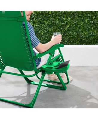 Monochromatic Zero Gravity Chair, Folding Patio Recliner w/Side Tray, Headrest