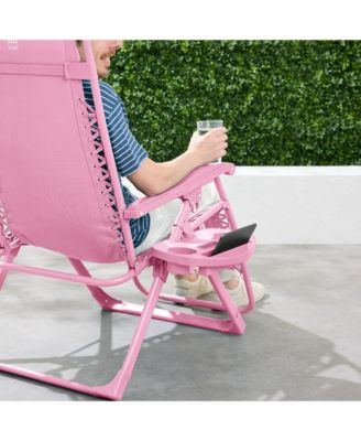 Monochromatic Zero Gravity Chair, Folding Patio Recliner w/Side Tray, Headrest