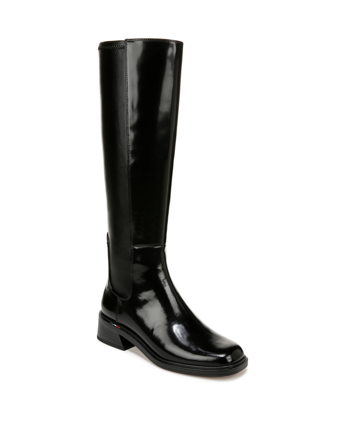 Women's Giselle Square Toe Knee High Boots - Black Patent Leather/Faux Leather