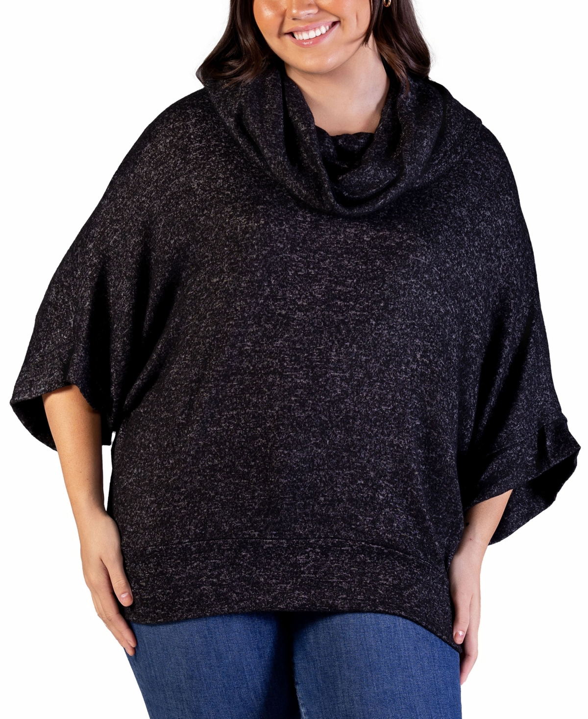 24seven Comfort Apparel Plus Size Cowl Neck Dolman Sleeve Top