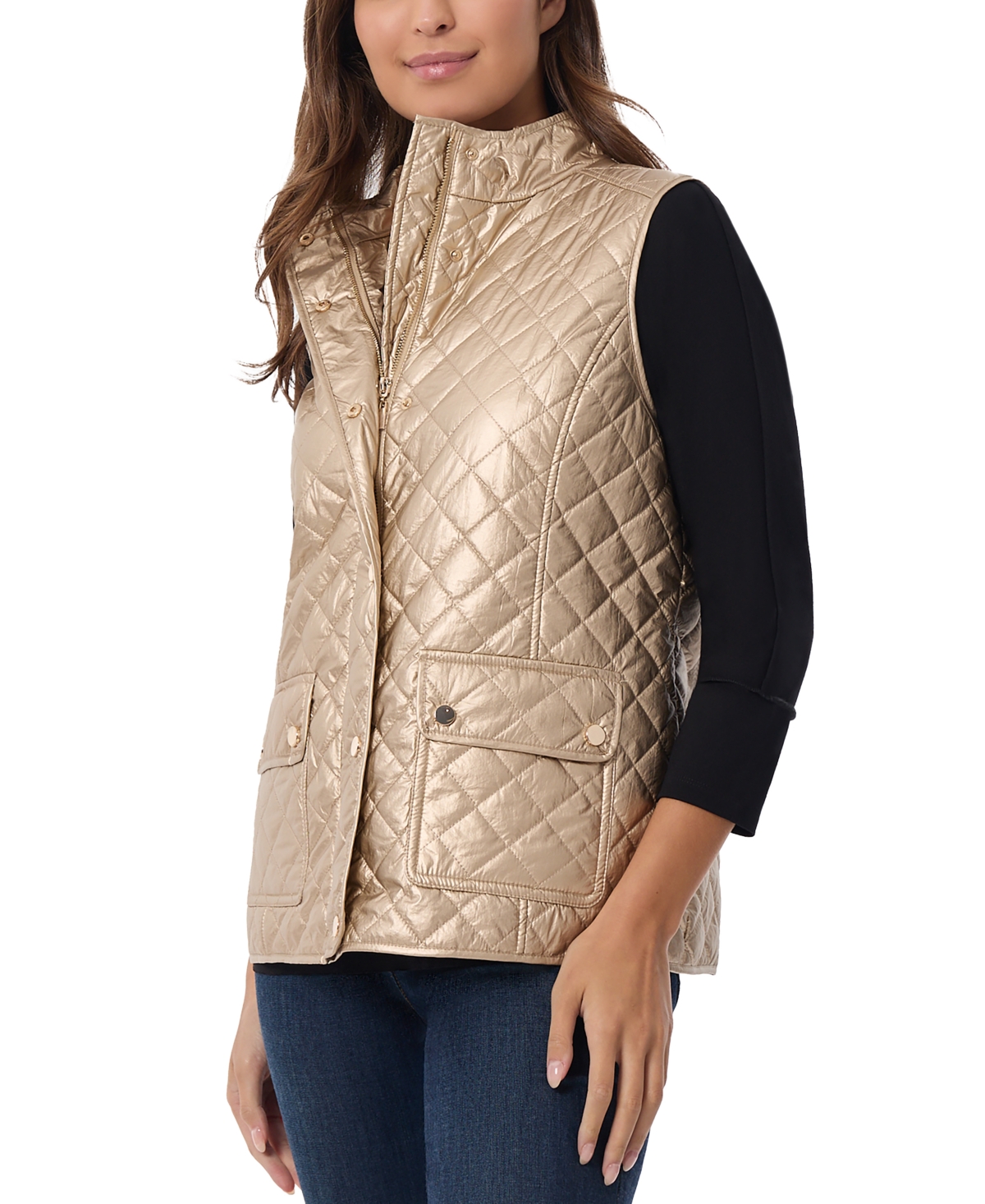 Jones New York Women's Quilted Snap-Closure Vest Jacket