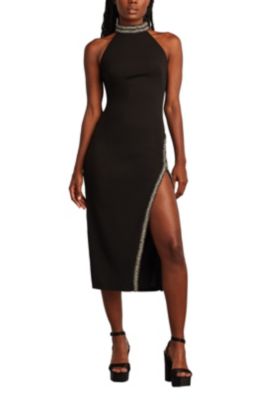 Steva Embellished Halter Midi Dress