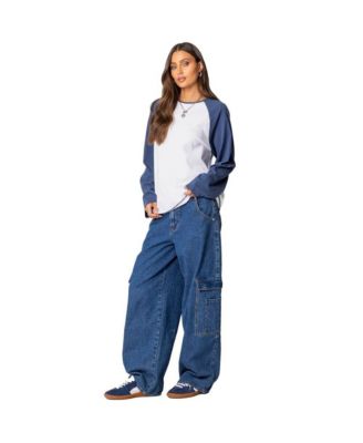 Womens Oversized Raglan Long Sleeve T Shirt