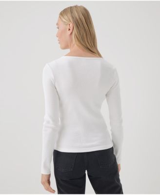 Women's Organic Cotton Favorite Rib Henley Long Sleeve Top