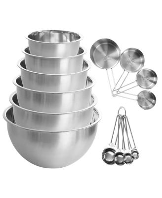 14 Piece Stainless Steel Measuring Cup and Spoon Set with Mixing Bowls