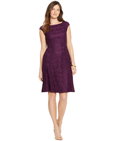 American Living Floral-Lace Cap-Sleeve Dress