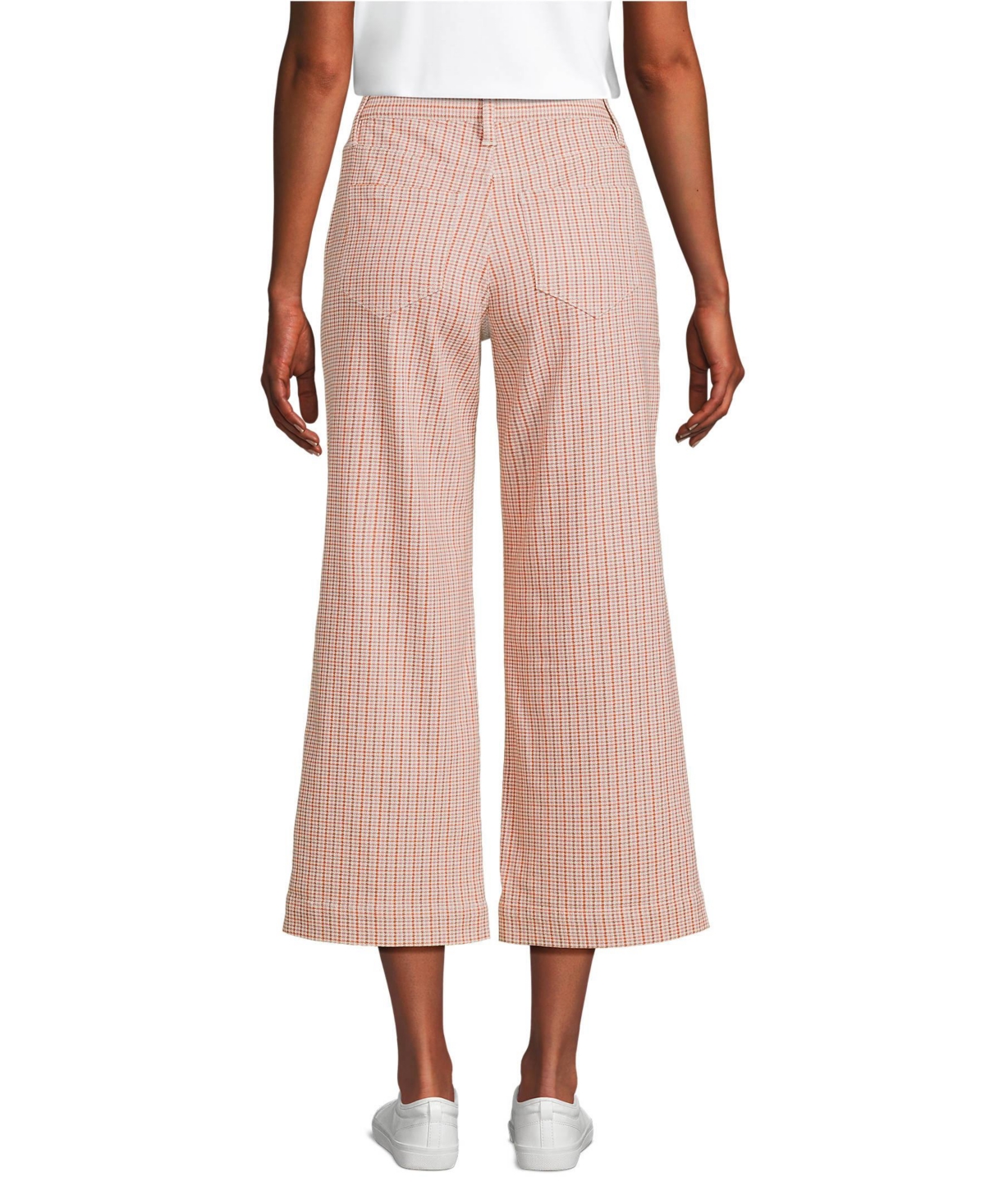 Lands' End Petite Printed Twill High Rise 5 Pocket Wide Leg Crop Pants