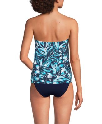 Women's Chlorine Resistant Mesh Bandeau High Leg Fauxkini One Piece Swimsuit