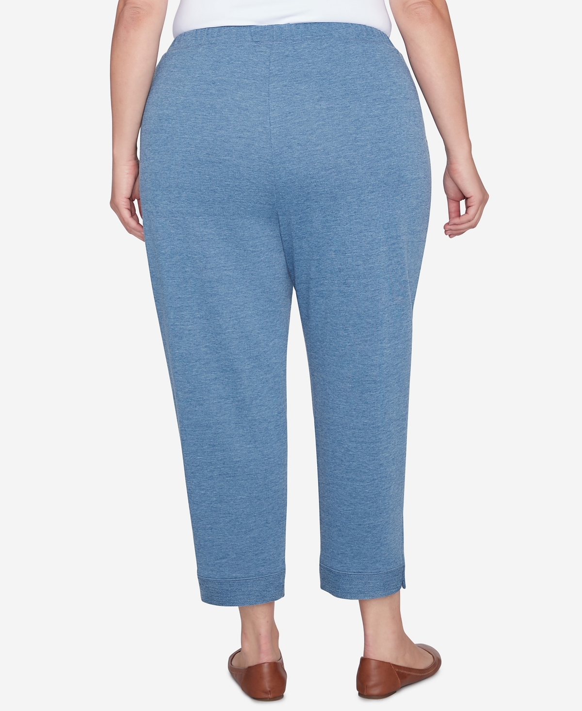 Alfred Dunner Plus Size Casual Fridays French Terry Knit Casual Floral Embroidered Ankle Pants
