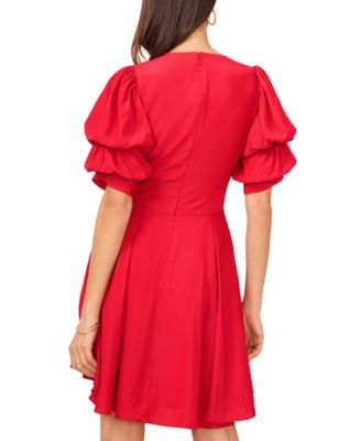 1.Женское многослойное мини-платье с V-образным вырезом и рукавами-пузырями STATE Women