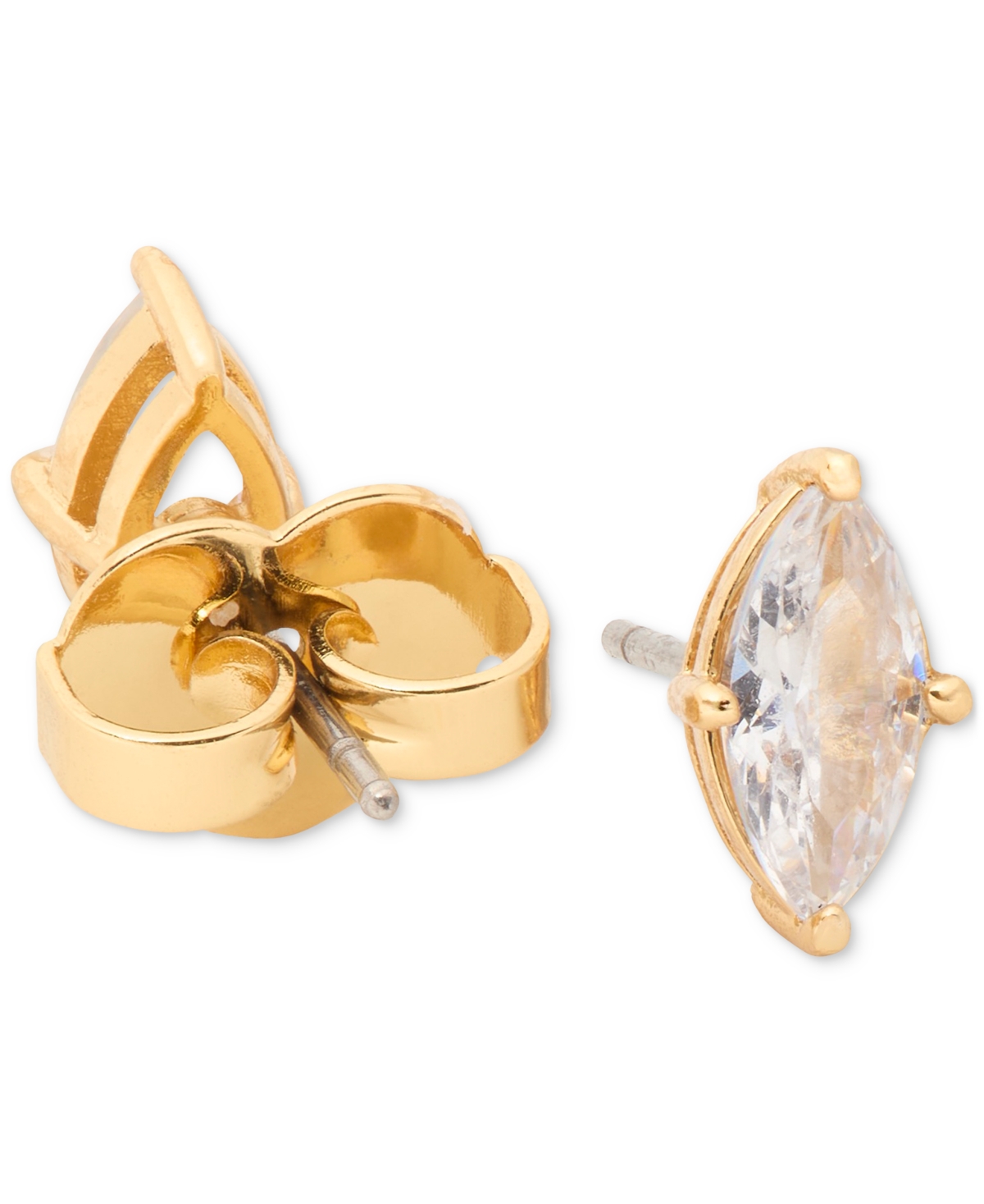 Kate Spade Gold-tone Cubic Zirconia Marquise Stud Earrings In Clear,gold