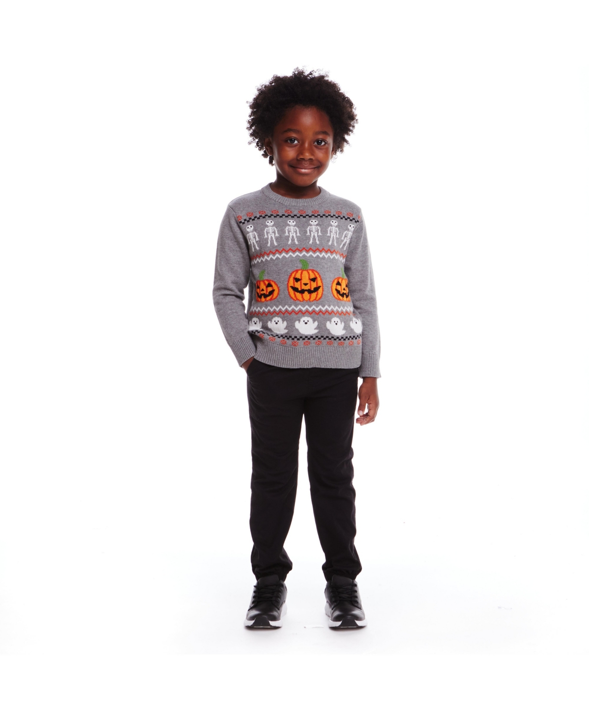 Andy & Evan Toddler Boys Toddler/ChildIntarsia Halloween Sweater - Grey