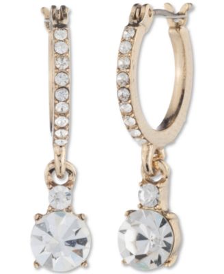 Givenchy - Gold-Tone Crystal Charm Pav&eacute; Huggie Hoop Earrings