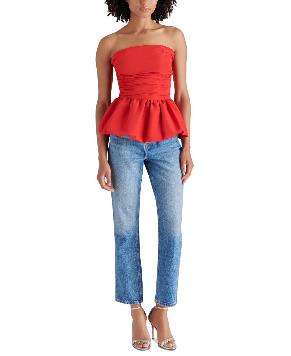 Steve Madden Women's Amari Strapless Bubble-Hem Top