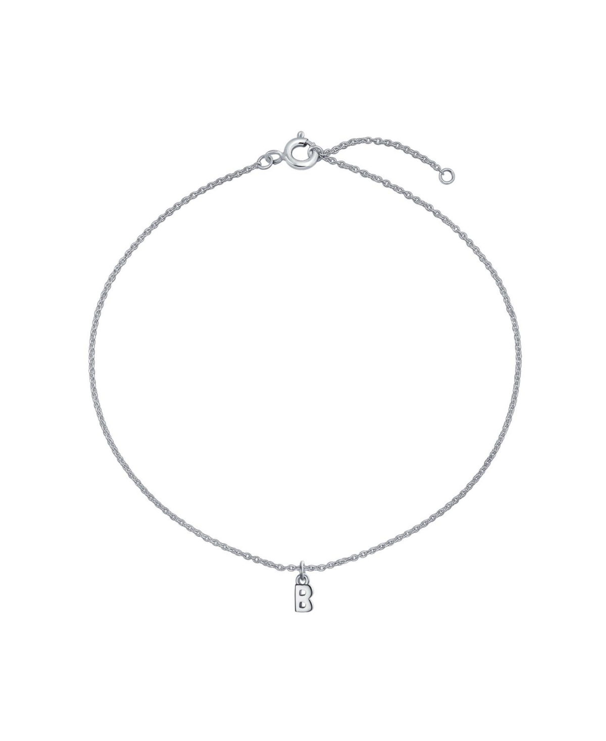 Bling Jewelry Simple Dainty Name Dangle Alphabet Block Letter Ankle Bracelet A Initial Anklet For Women For .925 Sterling Silver Adjustable 10 Inch