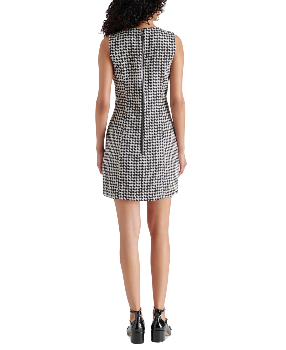 Steve Madden Women's Perri Houndstooth Sleeveless Dress -WHT
