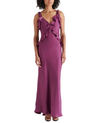 Steve Madden Women's Adalina Ruffle-Front Satin Dress - Macy's