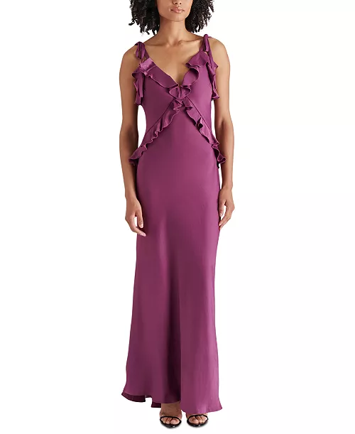 women's adalina ruffle-front satin dress