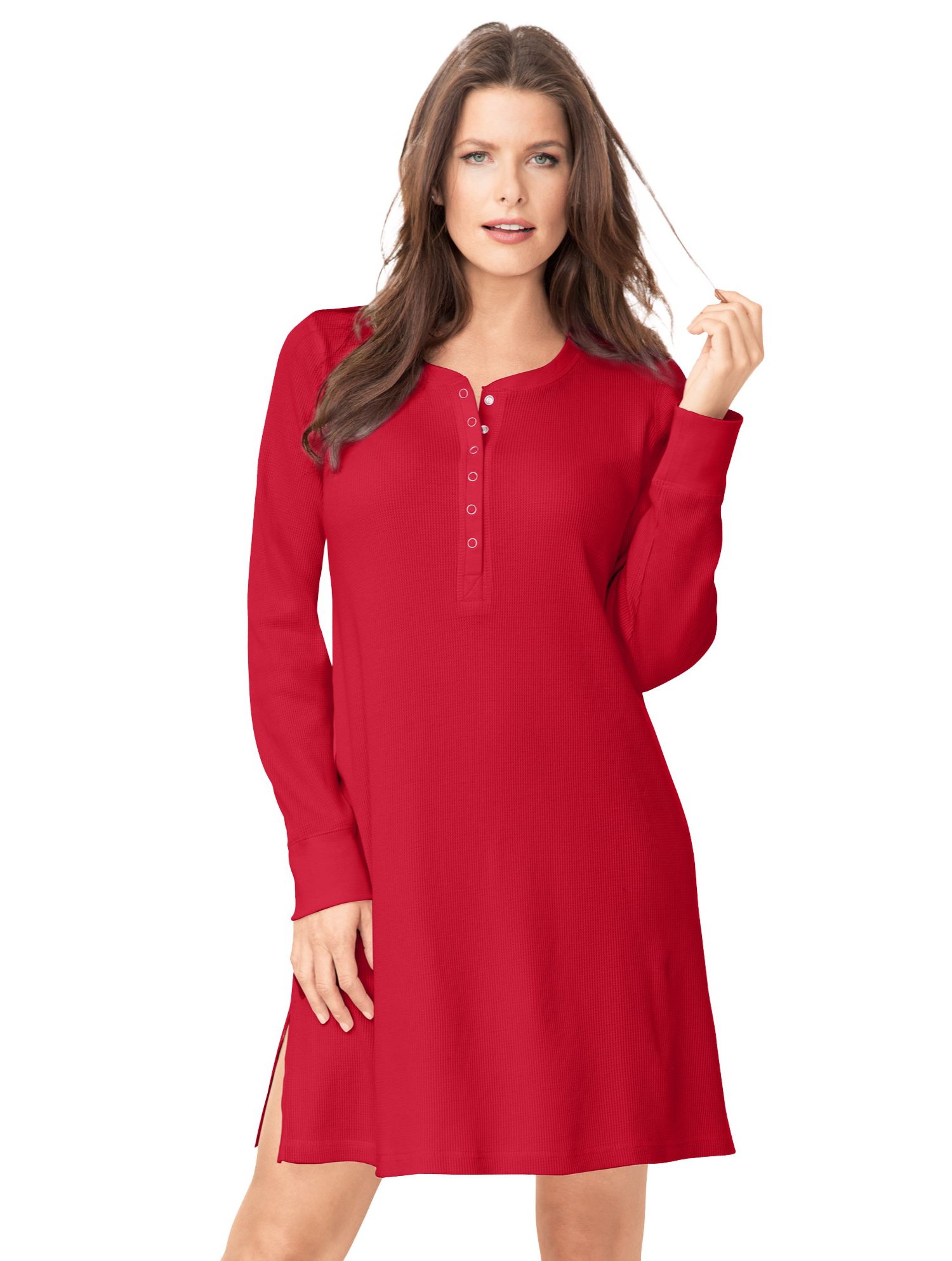 Plus Size Dreams and Co. Thermal Henley Sleepshirt