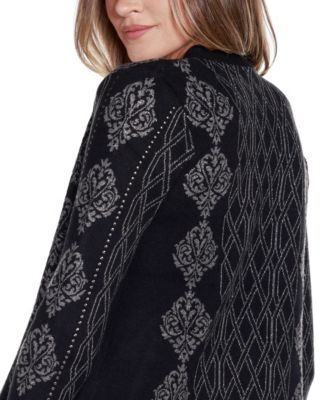 Women's Black Label Lurex Jacquard Open-Front Cardigan Sweater