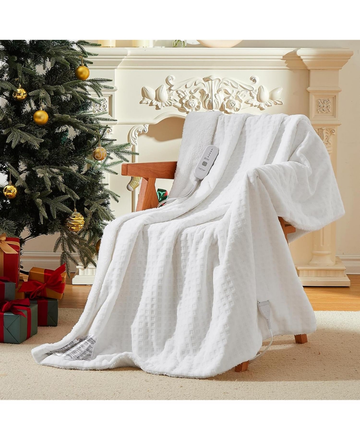 Caromio Full Size Waffle Sherpa Electric Heated Throw Blanket, 72" x 84"