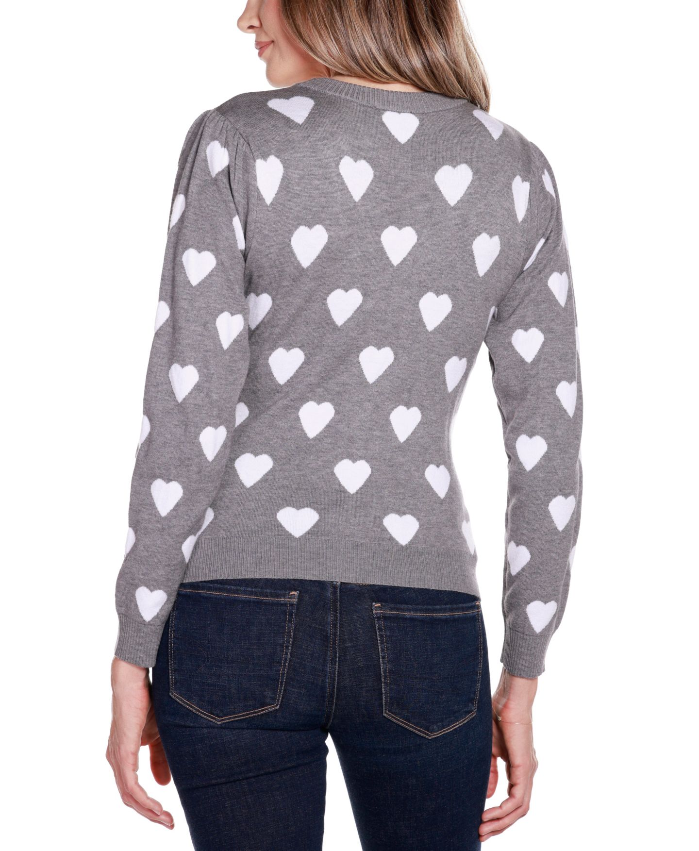 Женский кардиган Belldini Hearts Jacquard Cardigan, цвет: Меланжевый серый комбинированный — фото 2