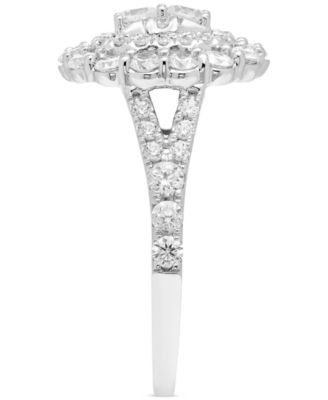 Diamond Oval Shaped Halo Cluster Engagement Ring (1-1/2 ct. t.w.) in 14k White Gold