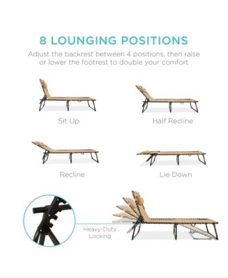 Patio Chaise Lounge Chair, Outdoor Portable Adjustable Pool Recliner w/ Pillow