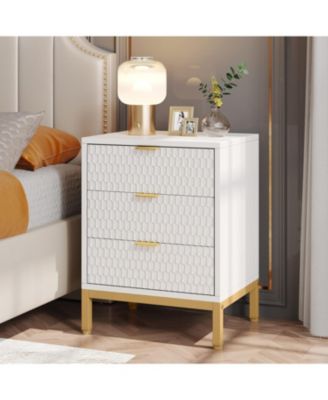 3-Drawer Nightstand Set of 2, 25.8" Tall Modern Bedside Table, Large Side End Table with Storage Drawers for Bedroom