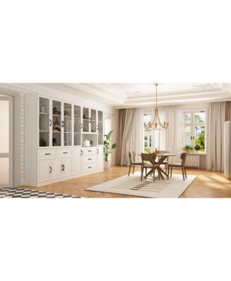 19-Shelf Wood Standard Bookcase With Adjustable Shelves,5 Drawers