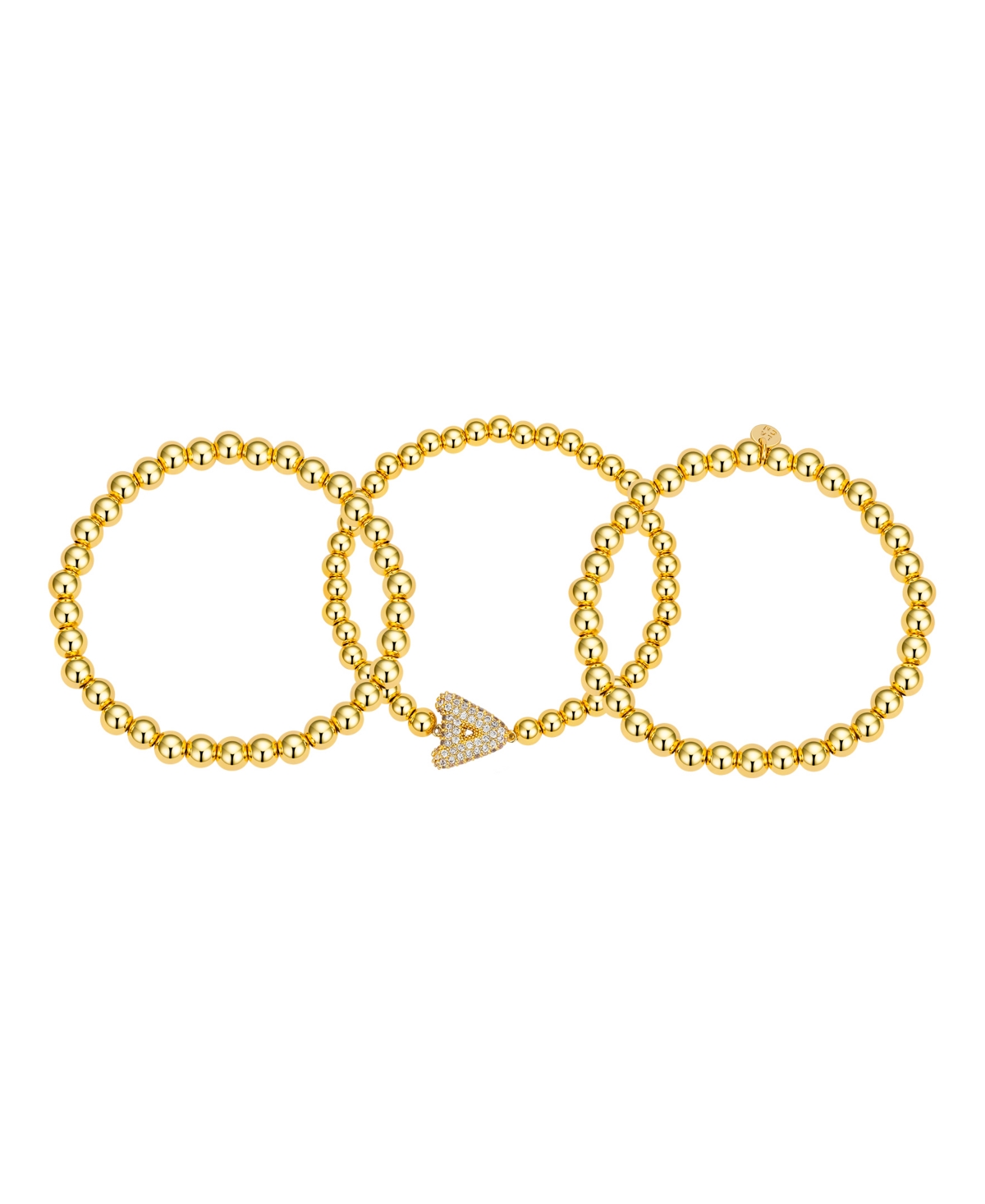 Unwritten Cubic Zirconia Bubble Initial Stretch Bracelet Set In Gold