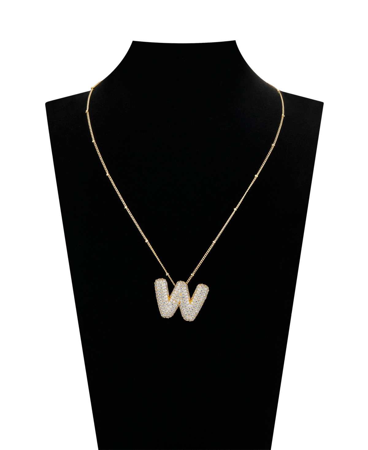 Unwritten Cubic Zirconia Bubble Initial Pendant Necklace In Gold-w