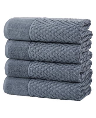 Quick-Drying Cotton Diamond Waffle Textured 4-Piece Bath Towel Set