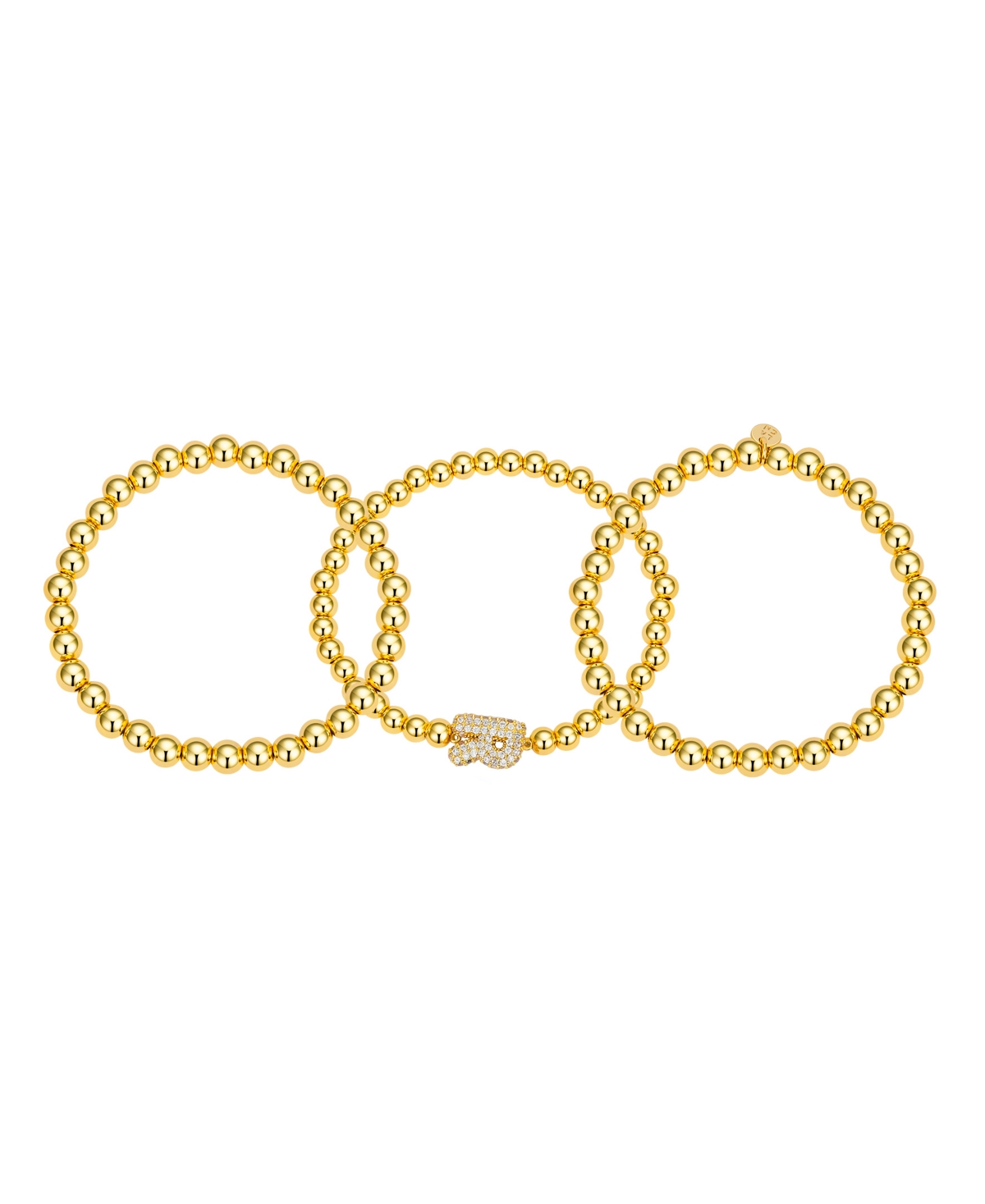 Unwritten Cubic Zirconia Bubble Initial Stretch Bracelet Set In Gold