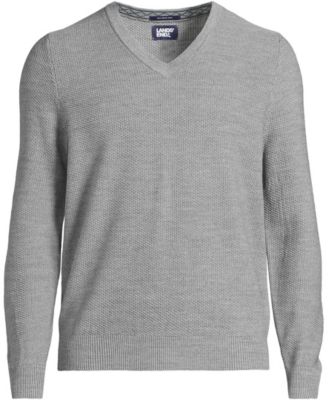 Men's Long Sleeve Washable Merino Wool V Neck Sweater