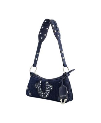 STUDDED HORSESHOE DE True Religion Horseshoe Denim shoulder bag